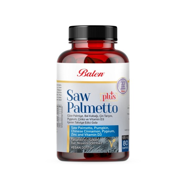 BALEN SAW PALMETTO PLUS CÜCE PALM.ÇİN.VİT D3 KAPSÜL 685 mg* 80 KAPSÜL 