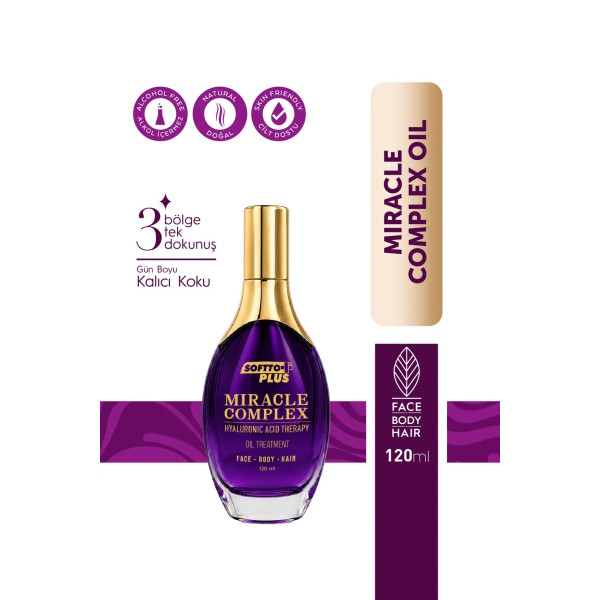 Softto Plus Miracle Complex Saç & Vücut Yağı 120 ml – Vitamin E ve Bitkisel Özlerle Cilt & Saç Bakım Yağı