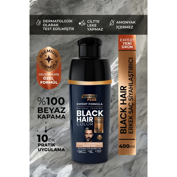 Softto Plus Expert Men Black Hair Color – Siyah 10 Dakikada Etkili / Geliştirilmiş Formül
