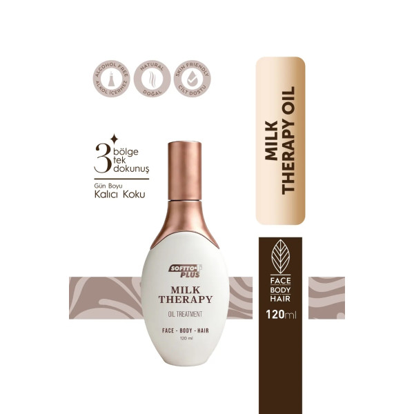 Softto Plus Milk Therapy Oil 120 ml – Vitamin E ve Bitkisel Özlerle Cilt & Saç Bakım Yağı